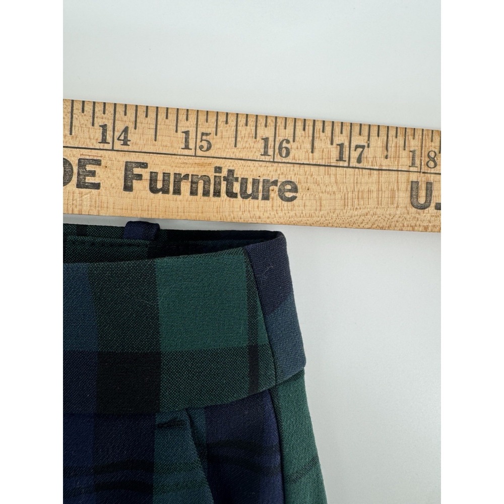 J Crew Ruby Full-Length Pants Womens 10 Green Navy Plaid Stretch Tartan Preppy - Picture 6 of 9